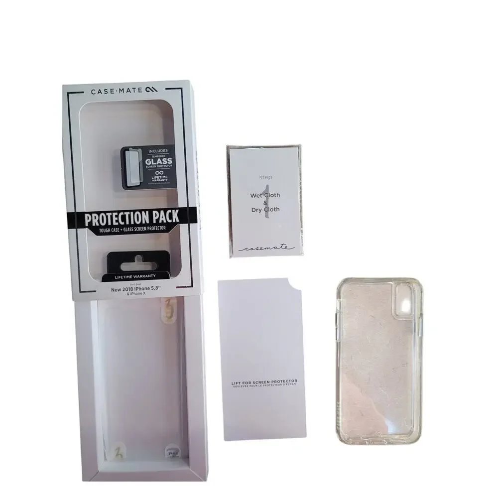 Case Mate iPhone X and iPhone 10 case Clear Tempered Glass One Piece Design
